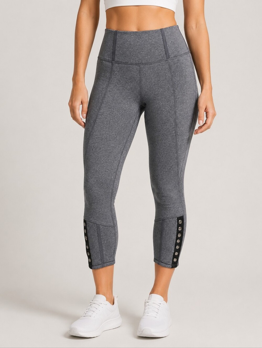Vintage Lululemon Snap Me Up Crop Pants Size 8 Heathered Coal Gray Side Snap